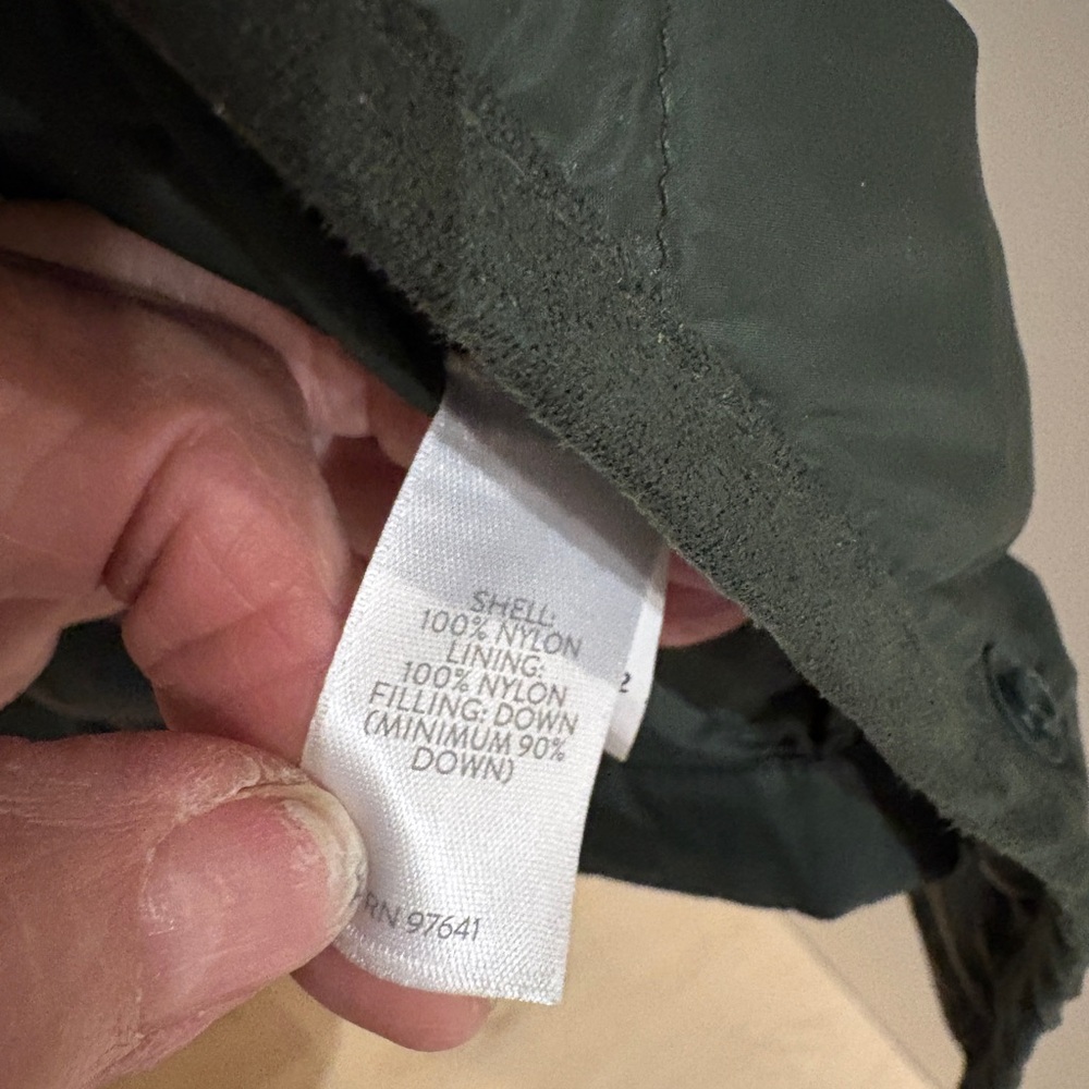 J‎ Jill Quilted Down Coat Women Large Green Puffer Field Jacket Long Barn Fall - Picture 6 of 9